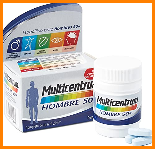 【 Mejor precio en oferta de 】✔️ Multicentrum Hombre 50+ Complemento Alimenticio Multivitaminas con 13 Vitaminas y 11 Minerales, Alto Contenido de Vitamina D, Sin Gluten, 30 Comprimidos