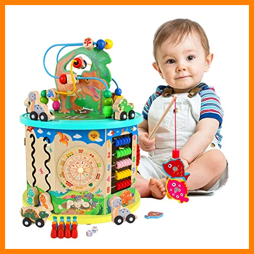 【 Mejor precio en oferta de 】✔️ NUKied Cubo de Actividades Bebe 11 en 1 - Juguetes Montessori 1 Años,Juguete de Madera del Rompecabezas del ábaco del Laberinto de la Multiplicación del Niño Pequeño