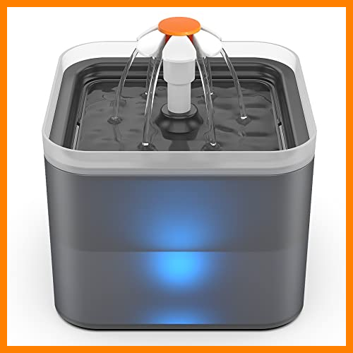【 Mejor precio en oferta de 】✔️ NICREW Fuente para Gatos 2L Silenciosa, Bebedero Gatos con 3 Tipos de Flujo, Fuente Gatos con Triples Filtraciones, Fuente de Agua para Gatos(Gris)