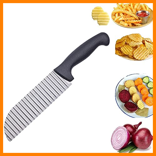 【 Mejor precio en oferta de 】✔️ spraccueil Cortador ondulado de acero inoxidable para patatas, crujientes, patatas fritas, patatas fritas, patatas fritas, frutas y verduras con borde ondulado para verduras, patatas y cebollas.