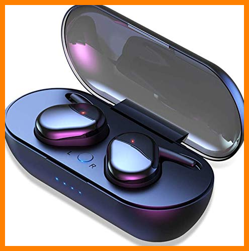 【 Mejor precio en oferta de 】✔️ Auriculares Y30 Inalámbricos Bluetooth, Auriculares Bluetooth Deportivos IPX7 Impermeable, Control Táctil, In-Ear Cascos Bluetooth Inalámbricos con Microfono Dual y Caja de Carga para