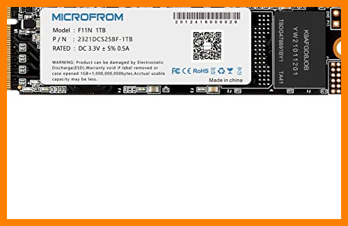 【 Mejor precio en oferta de 】✔️ MICROFROM 1TB NVMe SSD, PCIe M.2 2280 Unidad interna de estado sólido Gen3X4, TLC NAND Flash, lectura/Escritura 2150/1800MB/s
