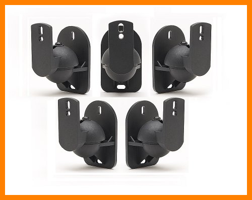 【 Mejor precio en oferta de 】✔️ TechSol 5 Pack de Negro Altavoz universal para montaje en pared soportes