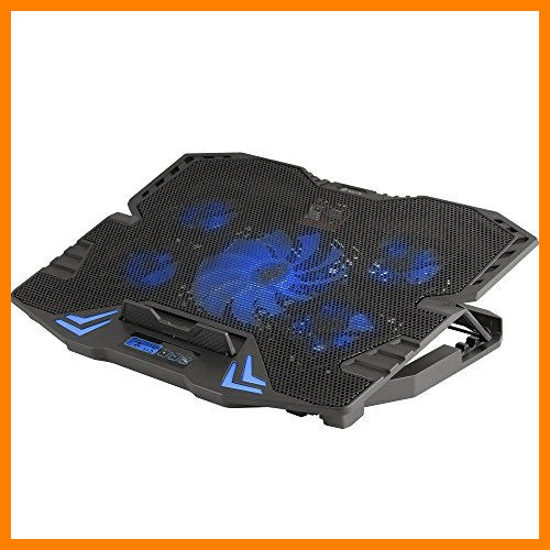 【 Mejor precio en oferta de 】✔️ NGS GCX-400 - Soporte Ventilador para Ordenador Portátil Gaming, Base Refrigeradora para PC con 5 Ventiladores, Pantalla LCD y Luces LED