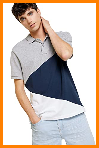 【 Mejor precio en oferta de 】✔️ SPRINGFIELD Polo Manga Corta Diagonal Melange Camiseta, Gris Medio, S para Hombre