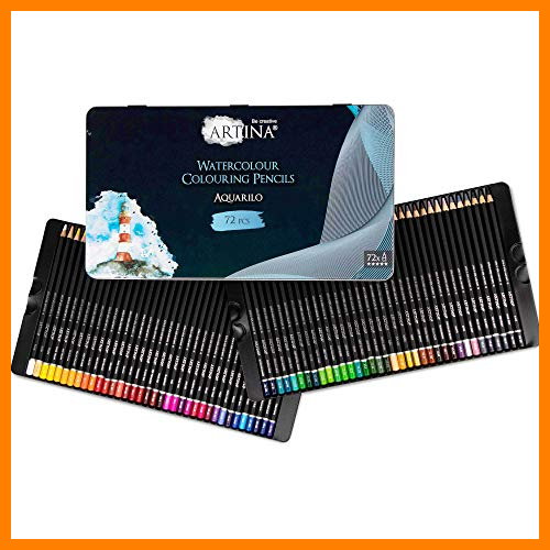 【 Mejor precio en oferta de 】✔️ Artina Aquarilo Lápices Acuarelables Set de 72 Lápices - Juego XL Profesional de Lápices de Colores de Madera FSC de Alta Pigmentación y Solubles en Agua - Para Dibujar y Pintar