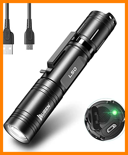 【 Mejor precio en oferta de 】✔️ WUBEN L50 Linterna Led 1200 Lumens USB Recargable Alta Potencia Impermeable con Función de Memoria,5 Modos Linternas para Camping Montañismo Senderismo Emergencia