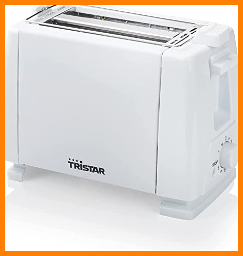 【 Mejor precio en oferta de 】✔️ Tristar BR-1009 Tostadora para 2 rebanadas de pan, 2 Ranuras cortas, 6 ajustes de tostado, con soporte para calentar panecillos o bollería, botón de cancelación, base antideslizante, 650 W