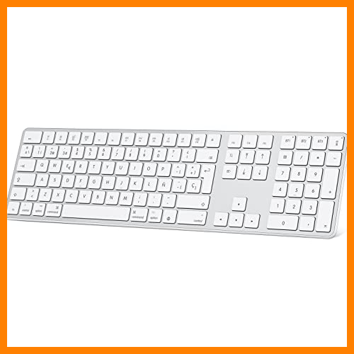 【 Mejor precio en oferta de 】✔️ Teclado Inalambrico para Mac OS (Macbook, Mac Mini, iMac, Mac Pro), Teclado Recargable, Teclado Bluetooth para Mac OS, OMOTON, 3 Bluetooths