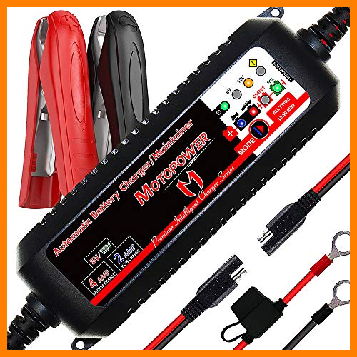 【 Mejor precio en oferta de 】✔️ MOTOPOWER MP00207 6V / 12V 4AMP Mantenedor de Cargador de batería Inteligente Completamente automático con Modo de recuperación de batería