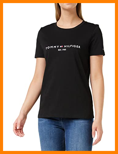 【 Mejor precio en oferta de 】✔️ Tommy Hilfiger Heritage Hilfiger C-Nk Reg tee Tops de Punto S/C, Black, XS para Mujer