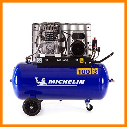 【 Mejor precio en oferta de 】✔️ MICHELIN - Compresor de aire MB100/3 - Tanque de 100 litros - Motor de 3 cv - Presión máxima 10 bar - Flujo de aire 250 l/min - 15 m³/h