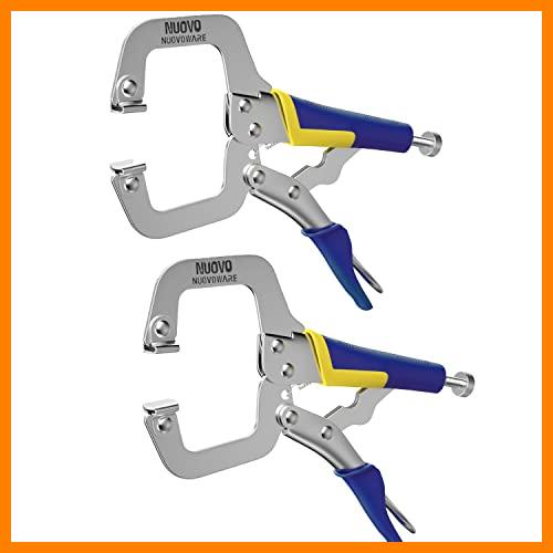 【 Mejor precio en oferta de 】✔️ Nuovoware [2PZS] Abrazadera en C de Bloqueo de Servicio Pesado con Extremo de Tornillo Ajustable y Almohadilla Giratoria Acero Alicates, Clamp de Bloqueo con Herramienta Manual – 30 CM