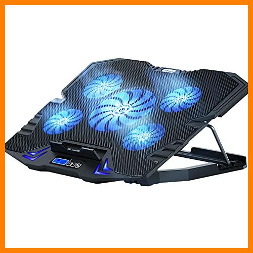 【 Mejor precio en oferta de 】✔️ TopMate C5 10-15.6 Pulgadas Gaming Laptop Cooler Cooling Pad, 5 Ventiladores silenciosos y Pantalla LCD, 5 ajustes de Altura, 2 Puertos USB y luz LED Azul