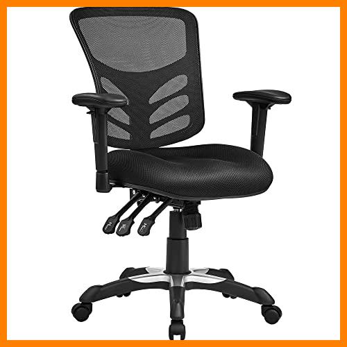 【 Mejor precio en oferta de 】✔️ SONGMICS Silla de Oficina ergonómica, Silla de Escritorio, Ajustables Apoyabrazos, Soporte lumbar, Altura del Respaldo Ajustable, Inclinación del respaldo y bloqueo de posición, Negro OBN52BK