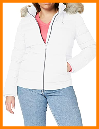 【 Mejor precio en oferta de 】✔️ Tommy Hilfiger Tjw Basic Hooded Down Jacket Chaqueta, White, S para Mujer
