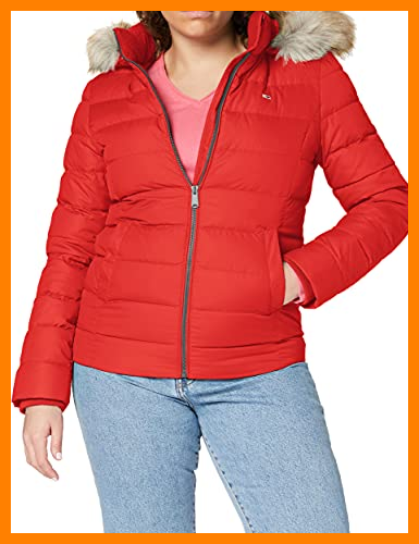 【 Mejor precio en oferta de 】✔️ Tommy Hilfiger Tjw Basic Hooded Down Jacket Chaqueta, Deep Crimson, S para Mujer