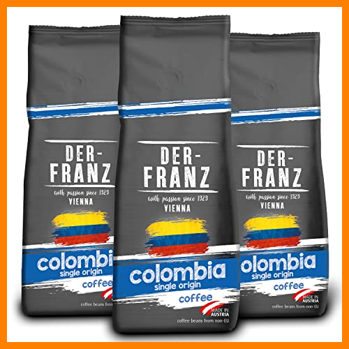 【 Mejor precio en oferta de 】✔️ Der-Franz - Café Columbia Single Origin con certificación UTZ, en grano, 3 x 500 g