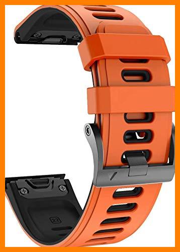 【 Mejor precio en oferta de 】✔️ NotoCity Garmin Fenix 6 Correa, 22mm Easy-Fit Silicona Reemplazo Correa para Garmin Fenix 6/Fenix 6 Pro/Fenix 5/Fenix 5 Plus/Forerunner 935/945 (Negro+Naranja)