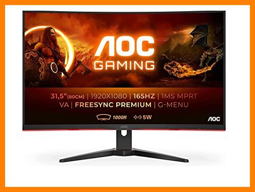 【 Mejor precio en oferta de 】✔️ AOC Monitor Gaming C32G2AE- 32" Curved 1500R Full HD, 160Hz, 1ms, VA, Freesync Premium, 1920x1080, 250 cd/m, D-SUB, HDMIx2, Displayport 1x1.4, No Ajustable en altura