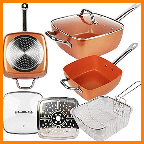 【 Mejor precio en oferta de 】✔️ Thulos Sartén de Cobre con Revestimiento cerámico Antiadherente, 2.5 mm. de Grosor. Modelo 24 cm: 24 x 9 x 24 cm.