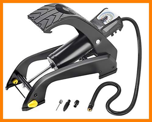 【 Mejor precio en oferta de 】✔️ MICHELIN Bomba de Aire de pie monocilindro analógica, Color Negro
