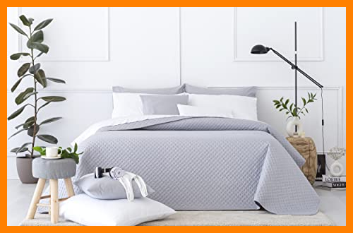 【 Mejor precio en oferta de 】✔️ Todocama – Colcha boutí Fina con diseño piqué, para Primavera, Verano, otoño e Invierno. 100% Microfibra Extra Suave. Colcha Cubre Cama Multiusos. Cama 140/150/160 - 250x260cm Gris Claro