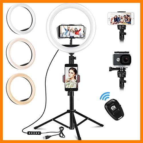 【 Mejor precio en oferta de 】✔️ UPhitnis 12" Aro de Luz, Aro de Luz con Tripode, Aro de Luz para Movil TIK Tok Anillo de Luz con Control Remoto 3 Modos 10 Brillos Regulables para Maquillaje, Selfie, Streaming, Youtube
