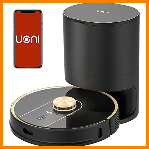 【 Mejor precio en oferta de 】✔️ Uoni V980Plus Robot Aspirador y fregasuelos con Cubo de Basura Autovaciado, 2700Pa Fuerte Succión, Lidar Navegación Robótica Aspiradoras Multi-Floor Mapping con Zonas No-Go (Negro Brillante)