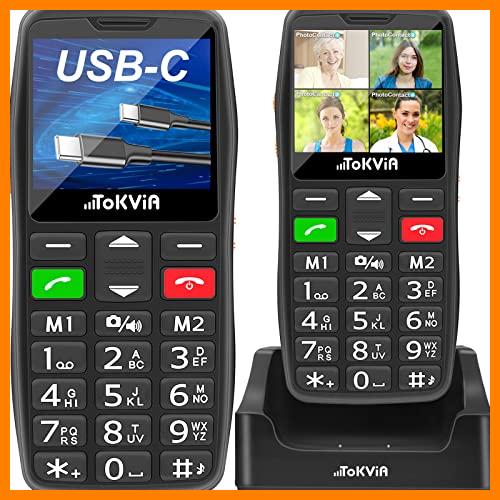 【 Mejor precio en oferta de 】✔️ Teléfono Móvil para Mayores | Senior Móviles de Teclas Grandes | 2G gsm Móvil para Personas Mayores | Botón SOS, Llamada Rápida, Base Cargadora, USB Tipo C | Volumen Alto, Gran bateria | TOKVIA T102
