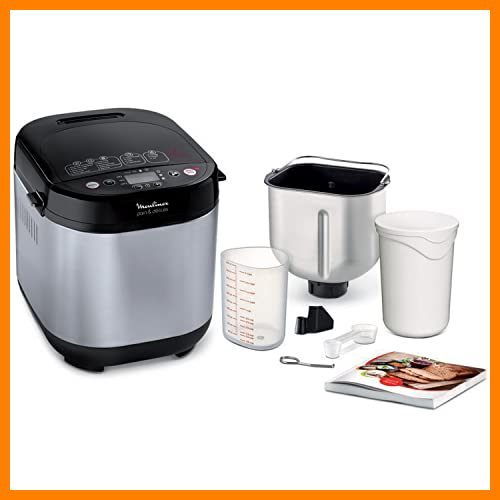 【 Mejor precio en oferta de 】✔️ Moulinex Pain & Délices OW240E - Panificadora 1 kg, función yogur, pan sin gluten, pan casero, 20 programas automáticos, temporizador de 15 h, función mantenimiento de 1 h, libro de recetas incluido