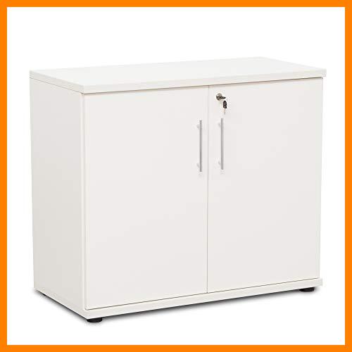 【 Mejor precio en oferta de 】✔️ New MONTIEL Armario Bajo Madera Blanco (78x90x44cm) con Puertas, Estante, Cerradura y Llave. Armario Bajo Blanco para Oficina, Despacho, Dormitorio, Lavabo y Jardin Exterior