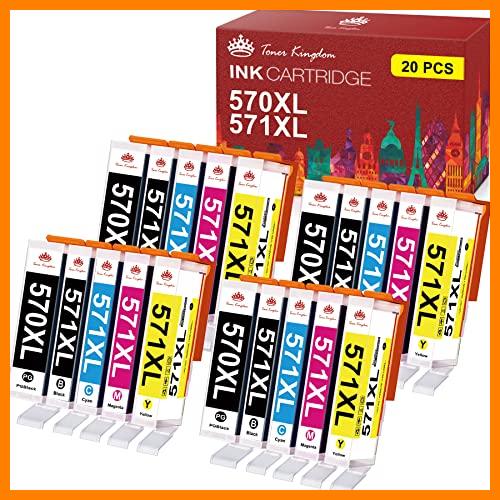 【 Mejor precio en oferta de 】✔️ Toner Kingdom 20 Pack 570XL 571XL Cartuchos de Tinta Compatible para Canon PGI-570 CLI-571 XL para PIXMA MG5750 TS5053 TS5050 MG5751 TS5055 MG6850 MG5753 MG6851 MG6852 TS6051 TS6050