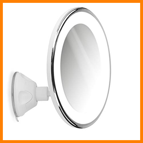 【 Mejor precio en oferta de 】✔️ Navaris Espejo de Aumento x5 con luz - Espejo con Ventosa e iluminación LED - Giratorio y Ajustable 360° - Espejo de Maquillaje y depilación