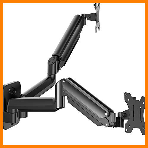 【 Mejor precio en oferta de 】✔️ Soporte Monitor Pared de 17 a 27 pulgadas HUANUO, Brazo Monitor Pared con brazo de resorte de gas, Soporte para brazo de dos Monitores VESA 75/100 mm, capacidad de carga 3-12 kg