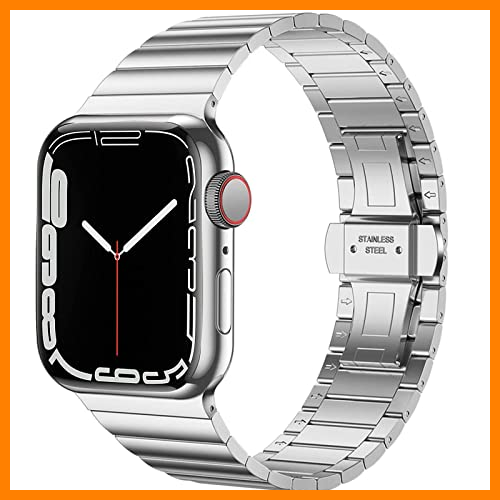 【 Mejor precio en oferta de 】✔️ Miimall Correa para Apple Watch SE Series 7/6/5/4/3/2/1 41mm 38mm 40mm Correa de Acero Inoxidable Cierre Desplegable de Mariposa Correa para Apple Watch 41mm 38mm 40mm Plata