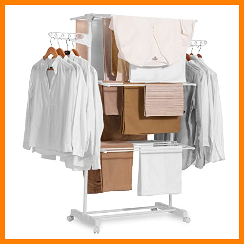 【 Mejor precio en oferta de 】✔️ NEWLUX-Tendedero Vertical Plegable XXL Fold Care V60 Blanco con Ruedas, 4 Niveles Dobles y 15 Metros de tendido. Tendedero Extensible con Soporte para artículos pequeños. Ideal como Perchero