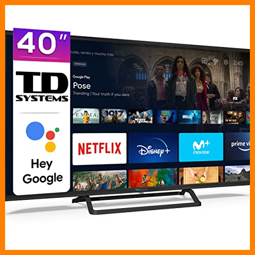 【 Mejor precio en oferta de 】✔️ TD Systems - Smart TV Hey Google Official Assistant - Televisores 40 Pulgadas, Control por Voz, Chromecast, 3X HDMI, 2X USB. 3 años de garantía - K40DLX14GLE