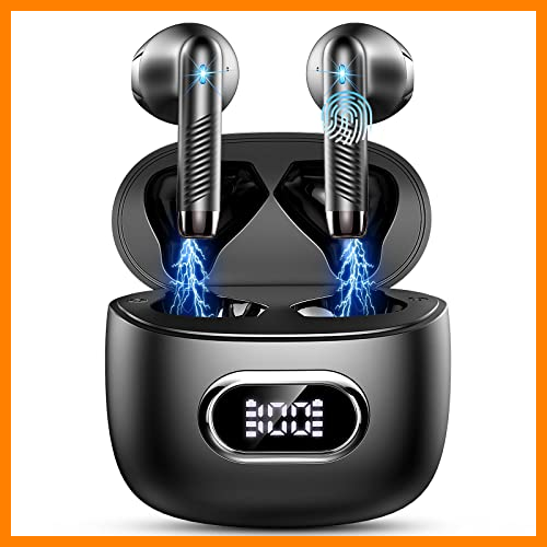 【 Mejor precio en oferta de 】✔️ Auriculares Inalámbricos, Auriculares Bluetooth 5.3 con ENC Mic, 2022 Nueva HiFi Estéreo Cascos Inalambricos Bluetooth, IP7 Impermeable 42H Cancelación de Ruido In-Ear Auriculares, Pantalla LED, USB-C