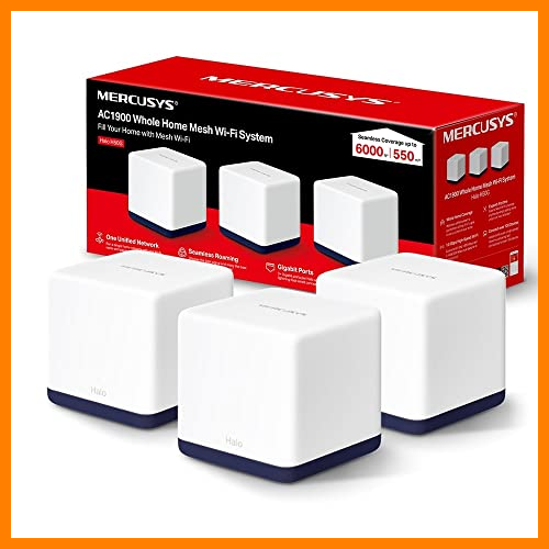 【 Mejor precio en oferta de 】✔️ Mercusys - HALO H50G(3-Pack), AC1900 Mesh Wi-Fi, Doble Banda, Cobertura hasta 550 m², 3× Gigabit Puerto por Unidad, MU-MIMO, Beamforming, Control Parental, Smart Connect