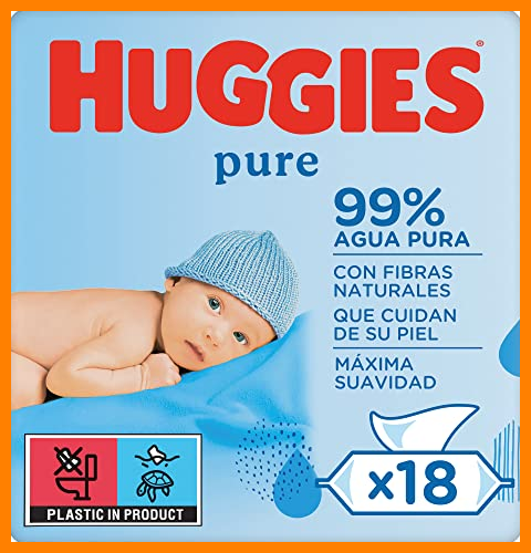【 Mejor precio en oferta de 】✔️ Huggies Pure Toallitas para Bebé - 18 paquetes de 56 unidades (1008 Toallitas)