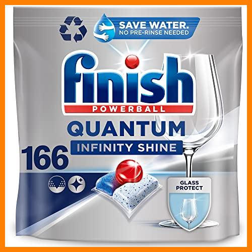 【 Mejor precio en oferta de 】✔️ Finish Powerball Quantum Infinity Shine, pastillas para el lavavajillas con protección del cristal, 166 pastillas