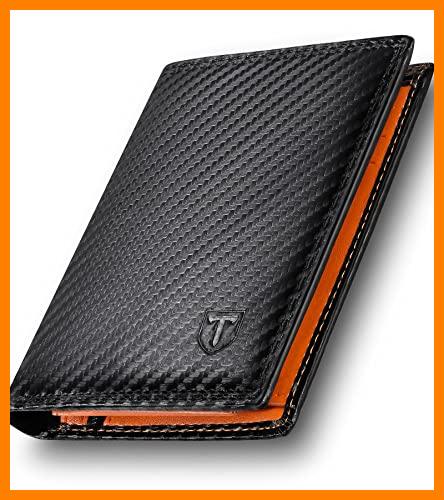 【 Mejor precio en oferta de 】✔️ TEEHON Carteras para Hombre | ProtecciónRFID | 11 Ranuras para Tarjetas | 2 Ranuras para Billetes | 1 Bolsillo para Monedas | Regalo para Hombres | Naranja Negro (Cuero, Negro)