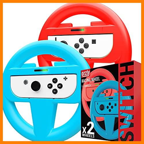 【 Mejor precio en oferta de 】✔️ Orzly Pack DE Dos Volantes Usar con los Joy-con Switch – Pack de Volante Rojo Y Azul [con luz indicando Jugador] para Usar con los mandos Joy-con de la Nintendo Switch