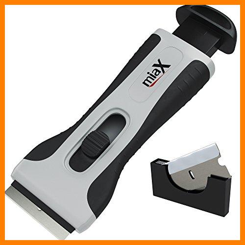 【 Mejor precio en oferta de 】✔️ miaX Rasqueta Profesional vitrocerámica - Rascador confiable para cocina raspador para estufa en el hogar-Estable con mango de tacto suave-Cuchillas de reemplazo integradas para el raspador de cristal