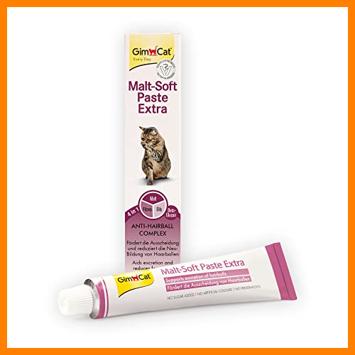 【 Mejor precio en oferta de 】✔️ GimCat Malt-Soft Extra, pasta con malta- Anti-Hairball snack para gatos favorece la excreción de bolas de pelo - 1 tubo (1 x 200 g)