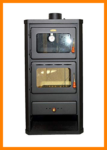 【 Mejor precio en oferta de 】✔️ Estufa de leña con horno fabricada en acero y con una potencia de calefacción de 12 kW