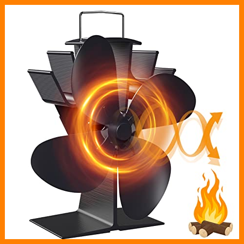 【 Mejor precio en oferta de 】✔️ Ventilador de Estufa 4 Palas, Ventiladores para Chimeneas, Ventilador Estufa Leña para Estufas de Pellets/Gas/Estufas de Leña, Ventilador Calor, Utensilios Chimenea, Circulación de Aire Caliente