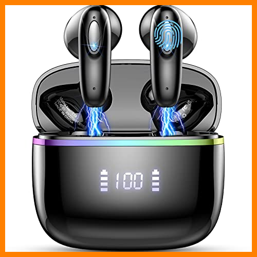 【 Mejor precio en oferta de 】✔️ Auriculares Inalambricos, Auriculares Bluetooth 5.3 In Ear con 4 HD Mic, Pantalla LED Doble Cascos Inalambricos HiFi Estéreo, In-Ear Auriculares Deportivos IP7 Impermeable, 40H de Reproducción, USB-C