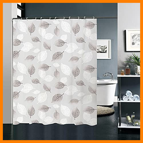 【 Mejor precio en oferta de 】✔️ VISTE TU HOGAR Cortina Ducha 180X200 CM, Cortina de Baño PEVA, 1 Pieza, Diseño Estampado, 12 Ganchos, Resistente al Moho, Diseño Hojas Gris